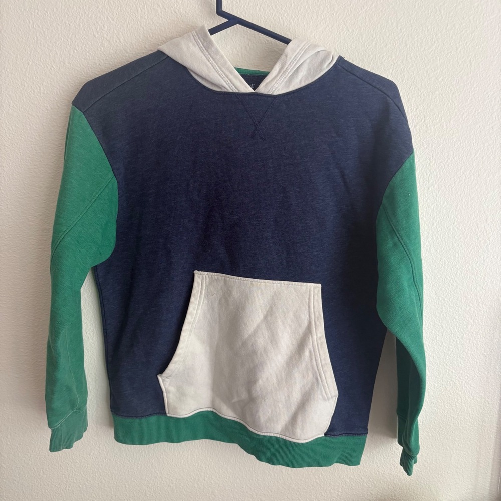 Cat & Jack Boys Colorblock Pullover Hoodie Navy Green‎ Cream Size L 10/12